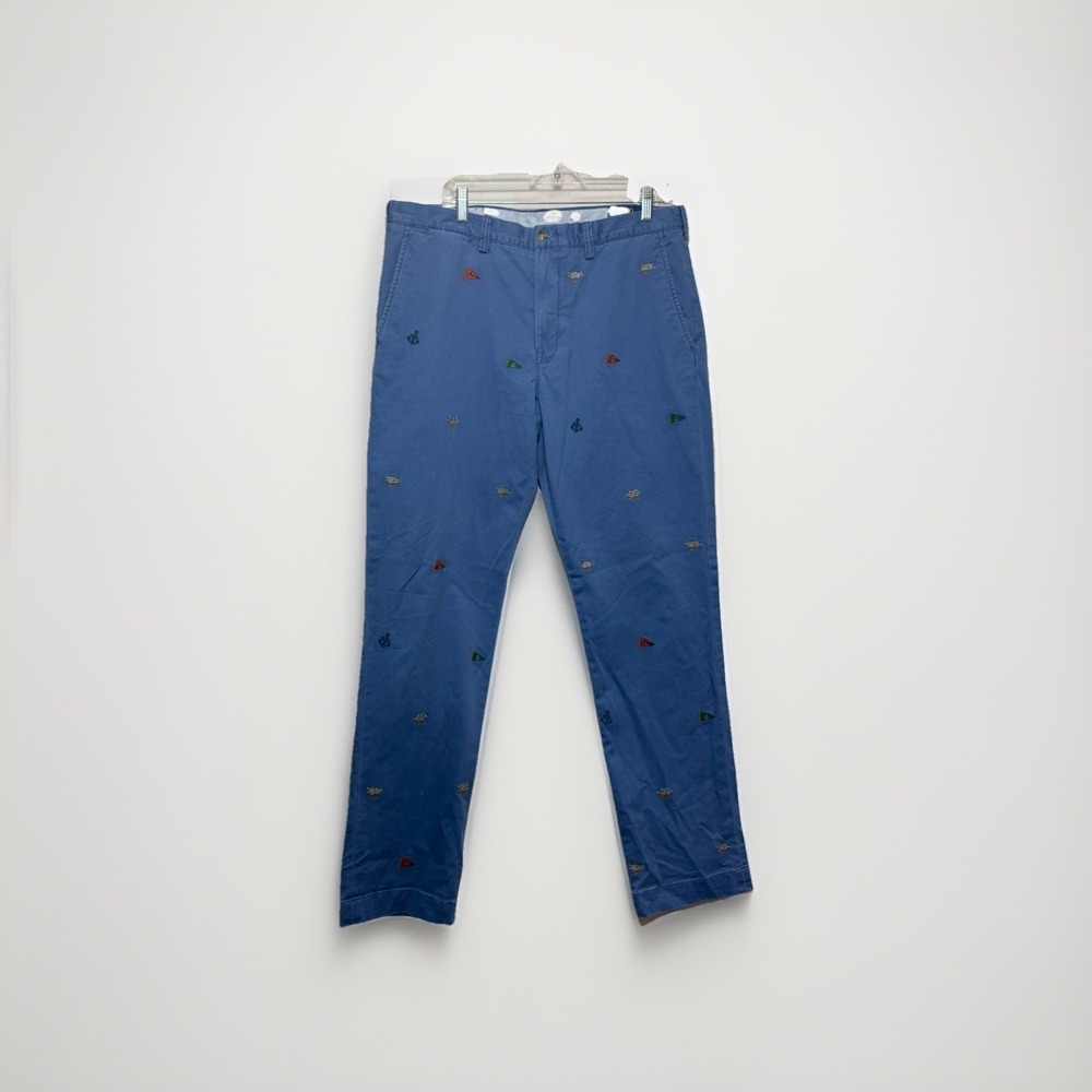 Polo Ralph Lauren Embroidered Flag Chino Pants 36x32 Blue Nautical Yacht Preppy